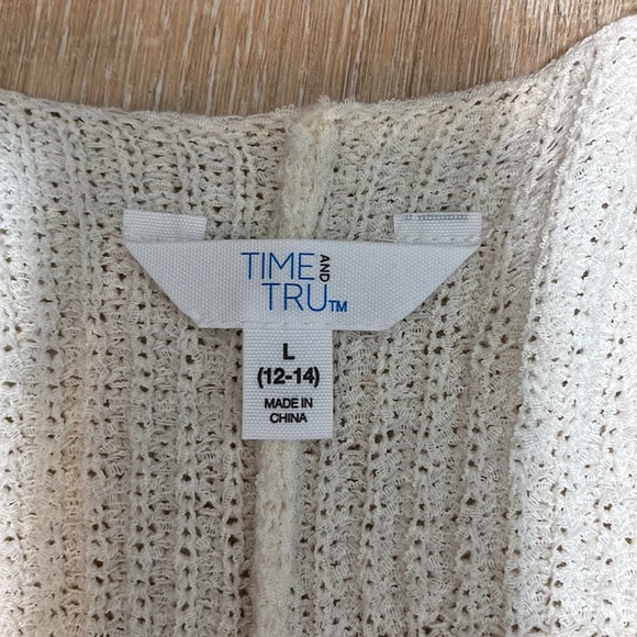 Time and Tru Open Front Sweater Cardigan Cream Size 12 - Picture 9 of 11